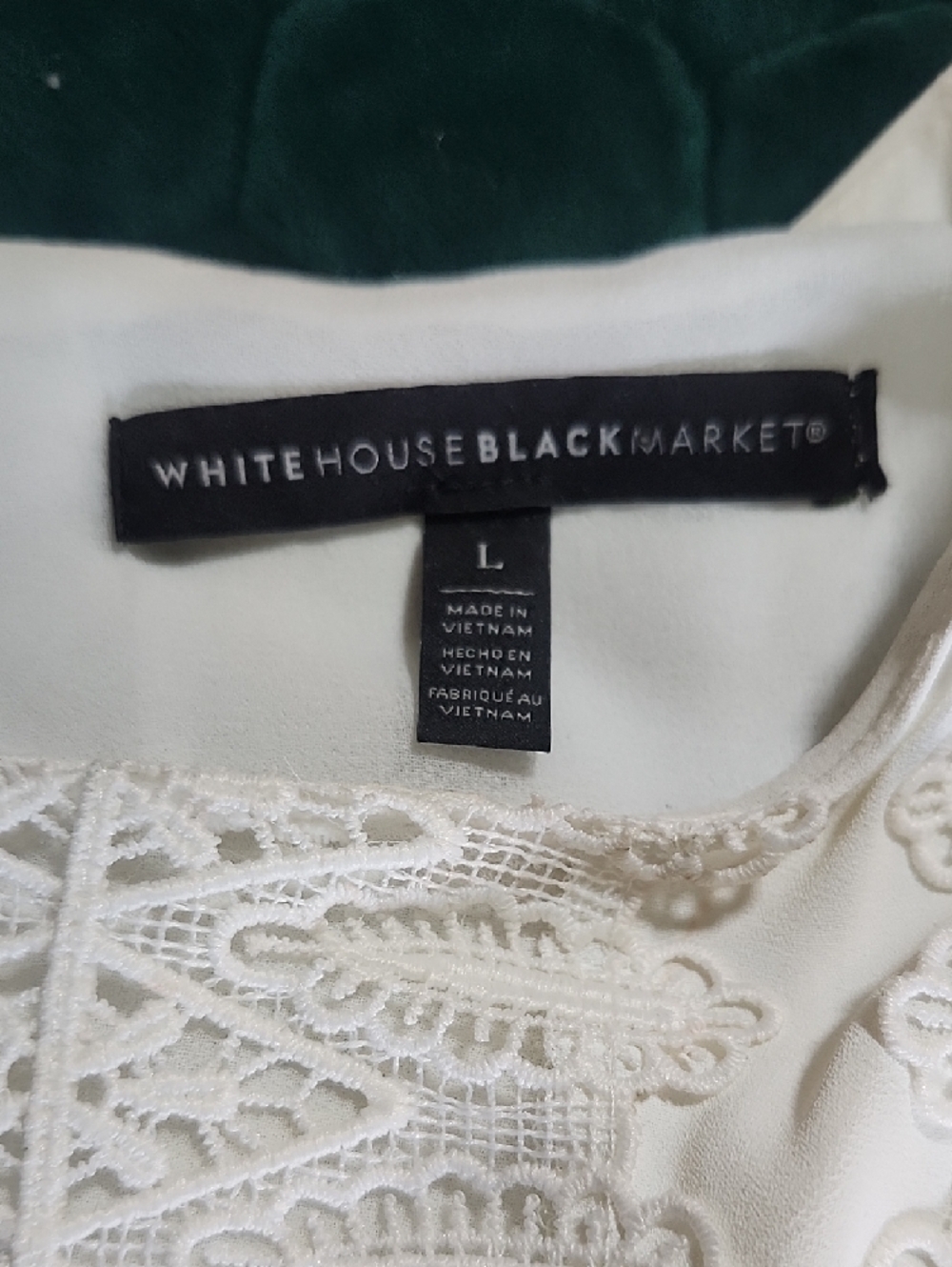 White House Black Market Ivory Lace-Panel Blouse. White House Black Market - Picture 2 of 6